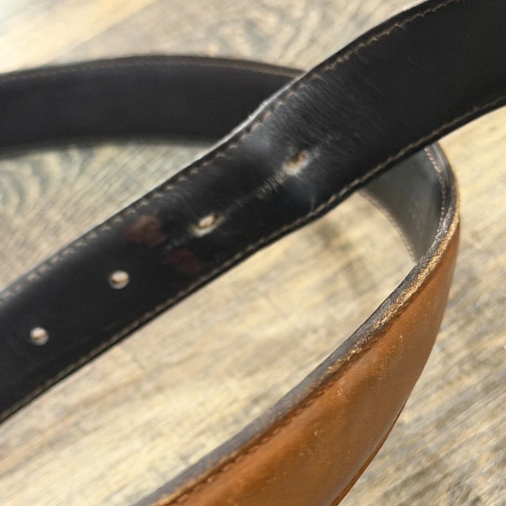 L.L.Bean Men's Brown Leather Belt Size 36 Brass Buckle Casual Everyday 1 1/4